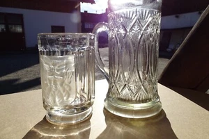 1880 S. Samuel REICH & Co Wien Krasno 2x GLAS BIERKRUG GLASKRUG Satyrkopf Teufel - Picture 1 of 12