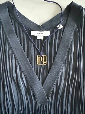 Handcrafted Gold Plated Necklace, Here On A Blue V Neck Sleeveless Silk Top  - Image 1 of 4