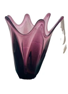 Early Viking Glass Amethyst Pulled Vase 6 Petal 9.5” Purple HTF - Picture 1 of 4