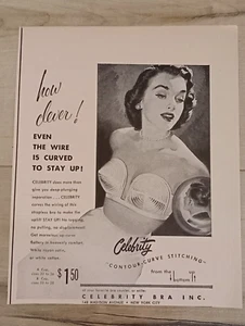 Sujetador Three Sisters Celebrity 1952 sin tirantes alambre curvo para mujer anuncio original - Imagen 1 de 1