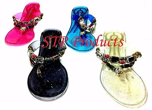 Women's Flip Flops Thong Slip On Casual Beaded Decoration Plastic Sandals - Picture 1 of 6