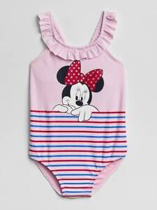 Baby Gap Disney Minnie Mouse Pink Ruffle One-Piece Swimsuit 2 2T $35 NWT