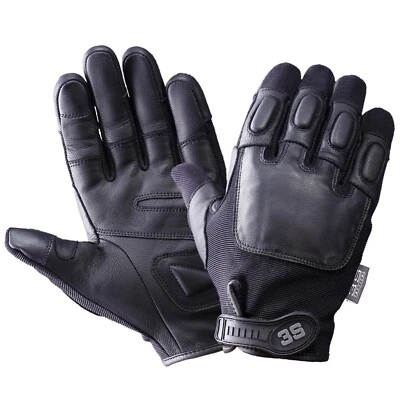 3S Tactical Leather Steel Shot Police Security Padded Motorcycle Gloves -T2-3SG - Image 1 of 4