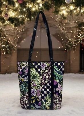 Bolso de Hombro Vera Bradley Floral Ruiseñor Retirado Púrpura Azul Pájaros Foto 1 de 4