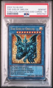 PSA 10 YU-GI-OH! THE GOD OF OBELISK STAINLESS STEEL EGYPTIAN GOD CARDS 2024 - Picture 1 of 2