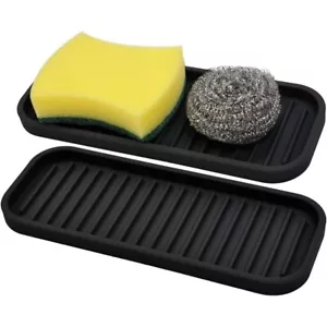 Silicone Sponge Holder Kitchen Sink Organizer Tray Dish Caddy Soap Dispenser - Picture 1 of 5