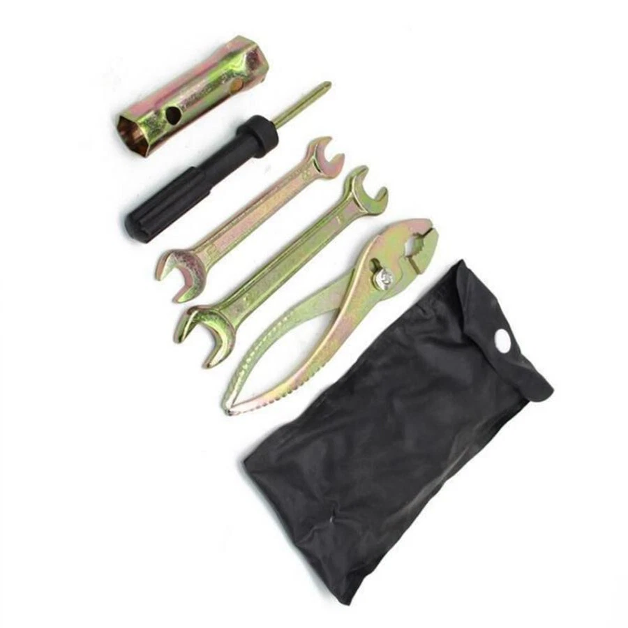 5x Motorcycle Tool Kit Screwdriver Spanner Spark Plug Socket Wrench+Storage Bag - Image 1 of 4