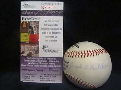 Joe Batchelder (D 1989) Autographed Wilson Official League Baseball - JSA Cert - Image 1 of 4