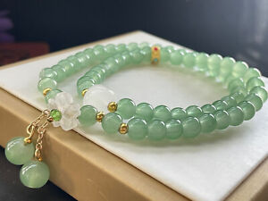 Beautiful and Fashionable 6mm Natural Jade Green Jade Bead Necklace Bracelet 15“