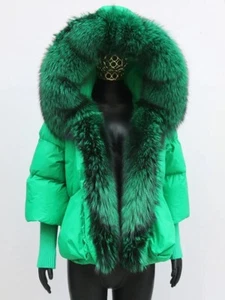 Winter  Short Style Hooded   Oversized Puffer   Down Jacket With Real Fox Fur - Picture 1 of 15