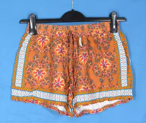 GYPSIES & MOONDUST rost/blau FLORAL PRINT Rayon Challis PULL-ON Boho SHORTS Gr. M - Bild 1 von 5