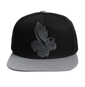 Cappello religioso mani di preghiera cappello baseball nero 100% acrilico snapback rose - Foto 1 di 7