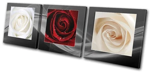 Floral Love Roses Natural TREBLE CANVAS WALL ART Picture Print VA - Picture 1 of 1