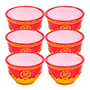  6Pcs Small Offering Cup Decorative Wine Cup Temple Holy Cup Plastic Reusable