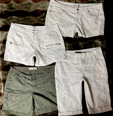 Plus 18 Shorts Lot of 4 White Green Cargo Pockets Bermuda Relaxed Lee So Sonoma￼ - Image 1 of 4