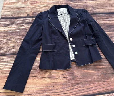 Chaqueta Blazer Luella For Target Azul Muesca Solapa Tres Botones Forrada Talla M Foto 1 de 4