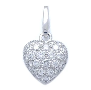 CARTIER Heart pavé diamond 18K White Gold Pendant Top Charm /293414 - Picture 1 of 7