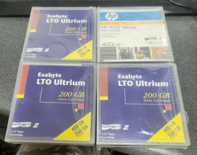 4x Ultrium2/LTO2 200GB/400GB Cartridges: 3x Exabyte 1011627 & 1x HP C7972A - NEW - Image 1 of 4