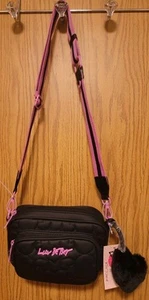 Luv Betsey By Betsey Johnson LBLIA Crossbody Bag Black W/Fuzzy Heart Charm - Picture 1 of 8