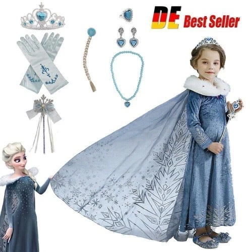 MARKENLOS Mädchen Prinzessin Anna Elsa Kostüm Cosplay Party Outfit Kinder Kleid Karneval W