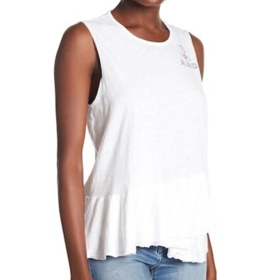 NWOT SUNDRY ANTHROPOLOGIE Ti Amo Love Peplum Tank Top 100% Cotton Sundry 4 US XL - Image 1 of 4