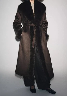 ZARA BELTED FAUX FUR COAT ZW COLLECTION BROWN NEW FW25/26 S M L REF 3581/240/700 - Image 1 of 4