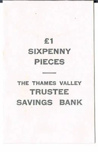 CAJA DE AHORROS THE THAMES VALLEY TRUSTEE £1 PIEZAS DE SEIS PENIQUES sellada BILLETERA SIN USAR - Imagen 1 de 1
