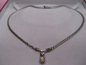 Precioso collar de cadena de plata 835 con circonita piedra collar de plata - Imagen 1 de 1