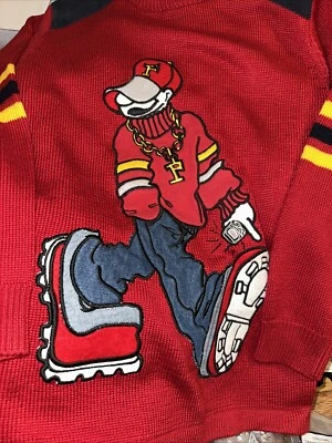 Vintage 90s Paco Jeans Elite Cartoon Hip Hop Character Knit Sweater Boys 12-14 - Image 1 of 4