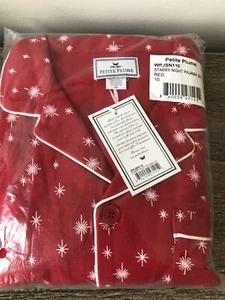 Petite Plume Kid's Flannel Pajama Set in Starry Night, Red, Sz 10 - Picture 1 of 5
