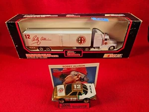BOBBY ALLISON NASCAR TRANSPORTER BUNDLE w/MATCHING STOCKCAR & PLAYER CARD - Picture 1 of 4