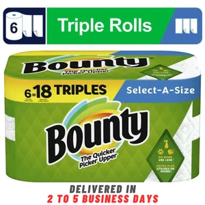 Bounty Select-a-Size Paper Towels, 6 Triple Rolls, White (FREE SHIPPING)