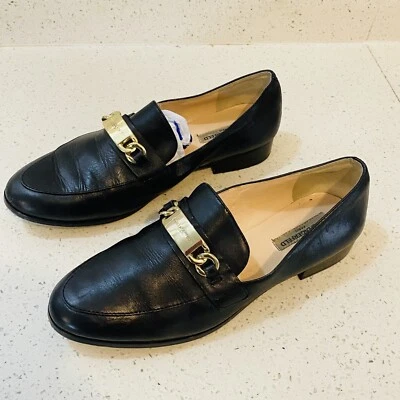 Karl Lagerfeld Cabana Marrón Mocasines Planos Cadena Dorada Sin Cordones Para Mujer Talla 8M Foto 1 de 4