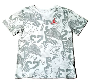Nike Air Jordan All Over Print White Short Sleeve Shirt-Youth Large (12-13 yrs) - Picture 1 of 9