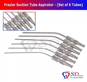 Frazier Suction Tube Aspirator Surgical Dental ENT Instruments Set Of 6 Tubes CE - Picture 1 of 4