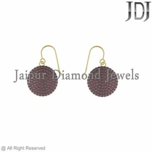 1.8Ct Natural Ruby Gemstone 925 Silver 12mm Disc Dangle Earrings Women's Jewelry - Picture 1 of 2