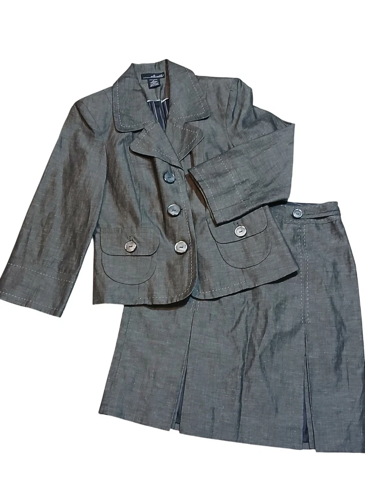 Willi Smith Vintage Skirt Suit Set Linen Blend Sophisticated Corpcore Size Small - Image 1 of 4