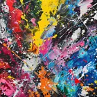 Abstract Expressionism Oil Paint Luxury Canvas Wall Art Picture Print Colourful