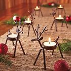 Reindeer Shaped Tealight Candle Holders For Christmas (Pack Of 2) Cast Iron