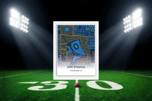 Los Angeles Chargers SOFI Stadium Location Map NFL Stadium Art Decor - Picture 1 of 6