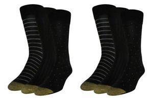 Gold Toe Men's TWO Pack of 3 Pair Watson Wool Dress Crew Socks Black 6-12.5