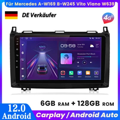 6+128G Carplay Für Mercedes A-W169 B-W245 Vito Viano W639 Autoradio GPS SWC Navi - Bild 1 von 4