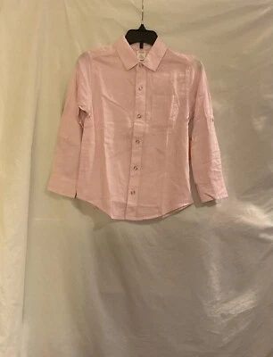 Camisa con botones Gymboree para niños talla 7 - lino - rosa simple - nueva con etiquetas Foto 1 de 4