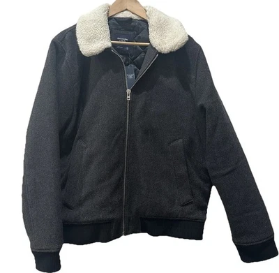 Abercrombie & Fitch Aviator Jacket Men's XXL Wool Blend Sherpa Collar Quilted - Image 1 of 4