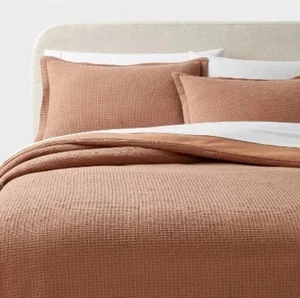 Full/Queen Washed Waffle Weave Duvet Cover and Sham Set Camel - Threshold - Picture 1 of 7
