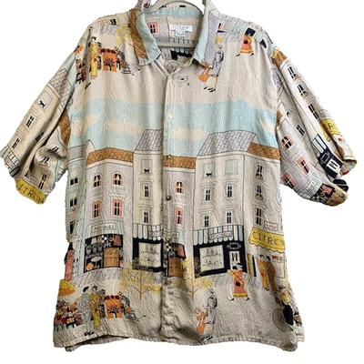 Шелковая гавайская рубашка CITRON Santa Monica мужская L азиатская ар-деко кошка рекомендуемая розничная цена производителя 249 долл. США - Изображение 1 из 4