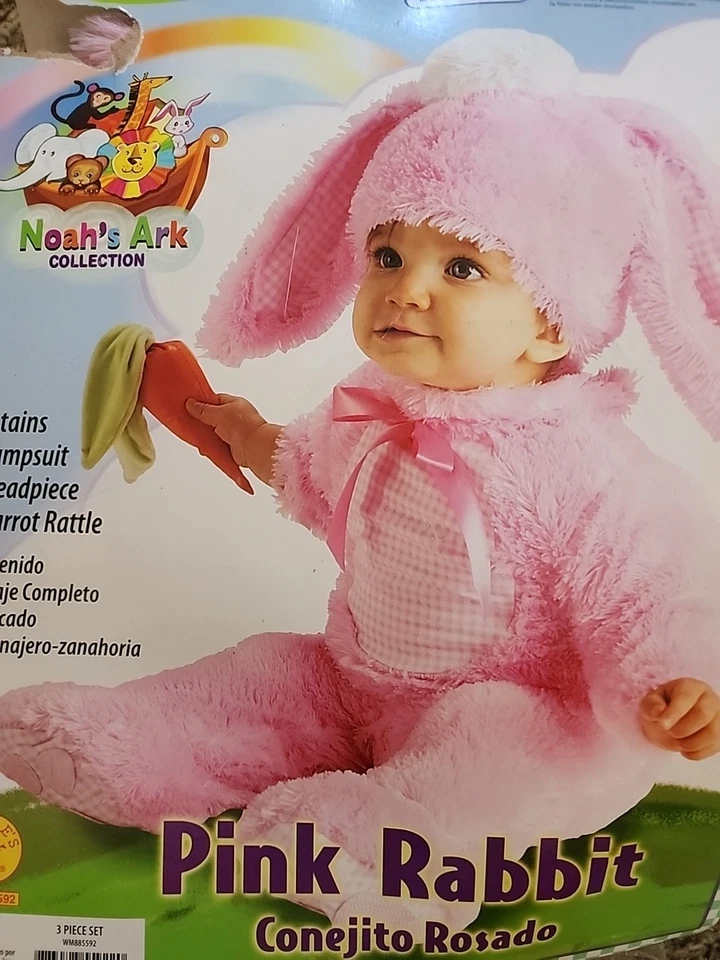 Baby girl "RUBIES" Pink Rabbit Bunny Easter outfit 3 piece set sz 0-6 months