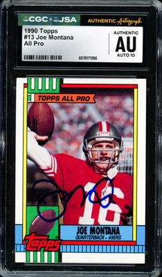 Tarjeta Topps firmada por Joe Montana 1990 13 San Francisco 49ers automática GM 10 CGC x JSA Foto 1 de 2