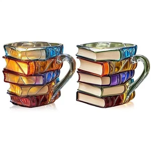 Painted Book Mug Novelty 3d Painted Book Coffee Mug Unique Books Stack Cup - Picture 1 of 14