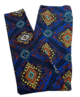 Leggings LuLaRoe TC alta curvilínea asteca tiki flechas tribais coloridas geométricas macias - Imagem 1 de 4